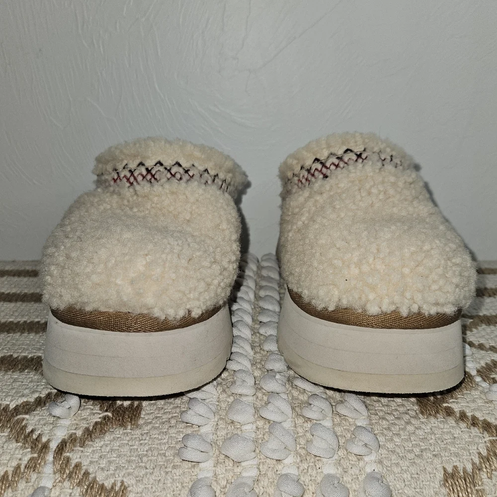 Tazz Ugg Heritage Braid Slippers Shearling Chunky Platform Shoes Clogs Natural